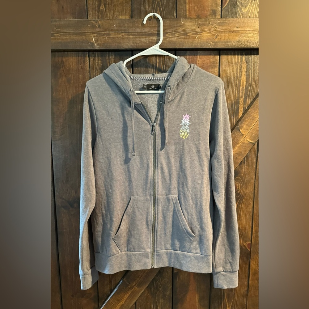 Volcom Women’s Aloah Hawaii Full Zip Hoodie Sweatshirt Grey -size M(6)